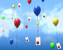 Luftballons Weitflugwettgewerb mit Weitflugkarten